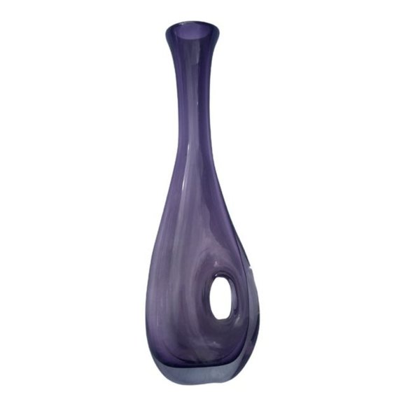 Purple Glass Center Hole Decanter Vase 13" - Picture 1 of 4